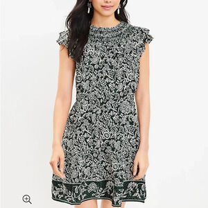 LOFT Petites Garden Ruffle Tiered Swing Dress Womens Size Small Petite